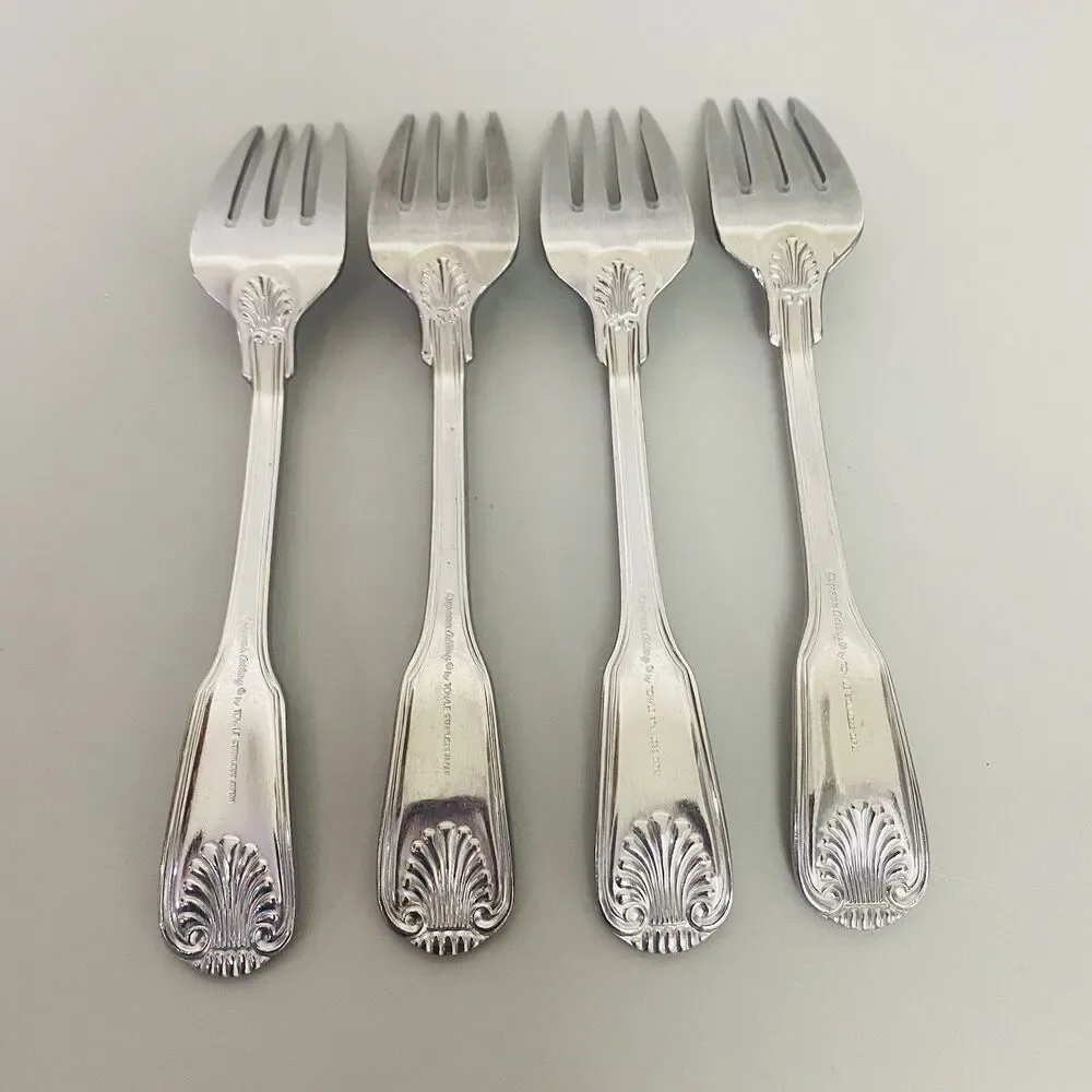 Supreme Cutlery Towle Japan Stainless Salad Small Forks Shell Pattern Set of 4